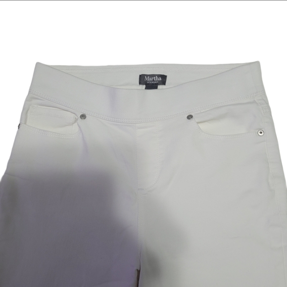 NWOT Martha Stewart Knit Denim Ankle Jeans Pull-on Women's Size 6 White - Picture 6 of 11